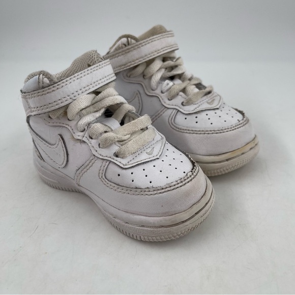 Nike Infant Force 1 Mid LE Toddler White Leather Athletic Sneakers-Size 4 C - Picture 10 of 10